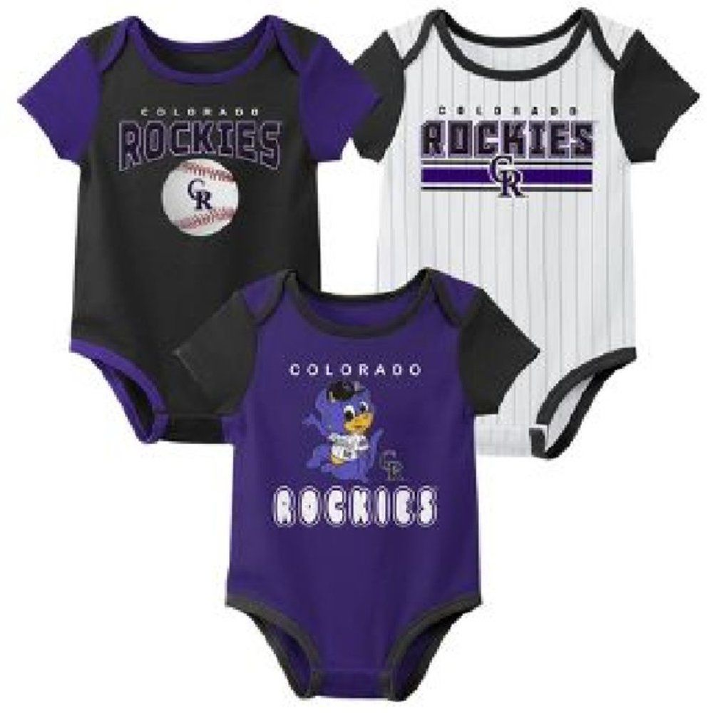 MLB Colorado Rockies Baby Boys' 3pk Bodysuit Set NWT